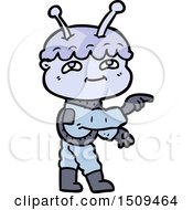 Friendly Cartoon Spaceman Pointing