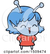 Cartoon Happy Alien Girl