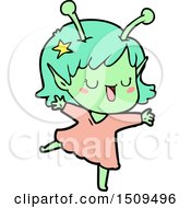 Poster, Art Print Of Happy Alien Girl Cartoon