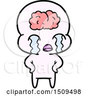 Poster, Art Print Of Cartoon Big Brain Alien Crying