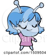 Poster, Art Print Of Smiling Alien Girl Cartoon