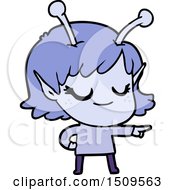 Smiling Alien Girl Cartoon