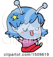 Happy Alien Girl Cartoon Laughing