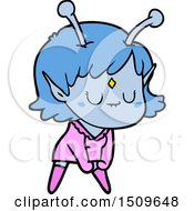 Cartoon Alien Girl Doing Muscle Pose
