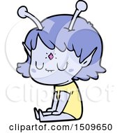 Poster, Art Print Of Cartoon Alien Girl Sitting