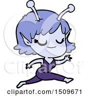 Poster, Art Print Of Smiling Alien Girl Cartoon Running