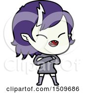 Poster, Art Print Of Cartoon Laughing Vampire Girl With Crossed Arms
