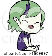 Cartoon Laughing Vampire Girl Sitting