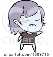 Cartoon Undead Vampire Girl Pointing