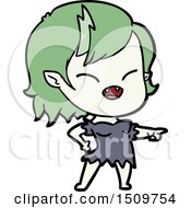Cartoon Vampire Girl Pointing And Laughing