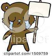 Crying Cartoon Bear With Sign