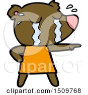 Cartoon Crying Bear In Dress Pointing