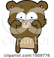 Cartoon Crying Bear Rubbing Eyes