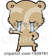 Crying Cartoon Bear Giving Thumbs Up