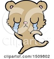 Crying Cartoon Bear Running Away