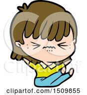 Annoyed Cartoon Girl Falling Over