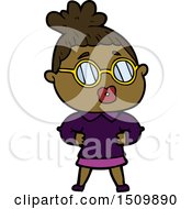 Poster, Art Print Of Cartoon Woman Wearing Spectacles