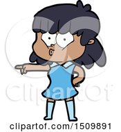 Poster, Art Print Of Cartoon Whistling Girl Pointing