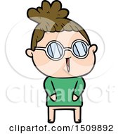Cartoon Woman Wearing Spectacles