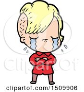 Cartoon Crying Girl With Crossed Arms