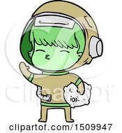 Cartoon Curious Astronaut Carrying Space Rock