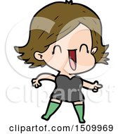 Cartoon Laughing Woman Pointing