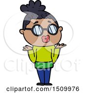 Cartoon Confused Woman Wearing Spectacles