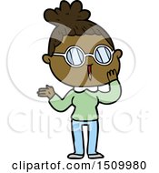 Cartoon Surprised Woman Wearing Spectacles