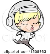 Cartoon Pretty Astronaut Girl Running