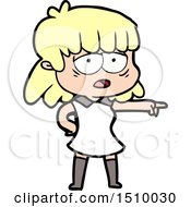 Cartoon Tired Woman Pointing