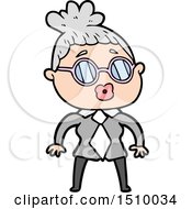 Poster, Art Print Of Cartoon Office Woman Wearing Spectacles