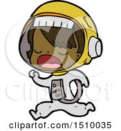 Cartoon Astronaut Woman Running