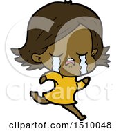 Poster, Art Print Of Cartoon Girl Crying Whilst Running