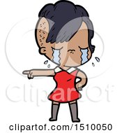 Cartoon Crying Girl Pointing