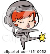 Poster, Art Print Of Cartoon Pretty Astronaut Girl Karate Kicking