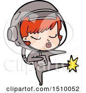 Cartoon Pretty Astronaut Girl Karate Kicking