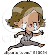 Cartoon Girl Crying Whilst Running