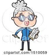 Cartoon Manager Woman Wearing Spectacles