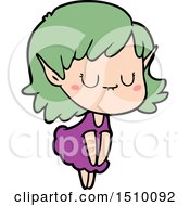 Happy Cartoon Elf Girl Wearing Dress by lineartestpilot