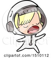 Poster, Art Print Of Cartoon Talking Astronaut Woman