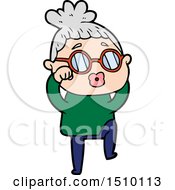 Cartoon Tired Woman Wearing Spectacles