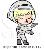 Cartoon Pretty Astronaut Girl Pointing