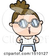 Cartoon Tough Woman Wearing Spectacles