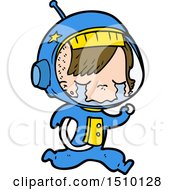 Poster, Art Print Of Cartoon Crying Astronaut Girl Running