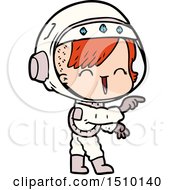 Cartoon Astronaut Girl Pointing And Laughing