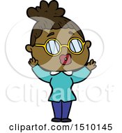 Cartoon Woman Wearing Spectacles