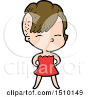 Cartoon Squinting Girl In Dress