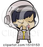 Poster, Art Print Of Shy Cartoon Pretty Astronaut Girl