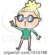 Cartoon Woman Wearing Spectacles