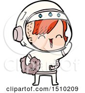 Poster, Art Print Of Cartoon Happy Spacegirl Holding Moon Rock